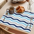 thumbnail image 3 of Navy Blue Grey Placemats Set of 6 Abstract Geometric Ocean Wave Stripe Place Mats Indoor Wipeable Table Mats Washable Cloth Dining Table Placemats for Kitchen Holiday Party Home Decor 13x19 Inch, 3 of 9