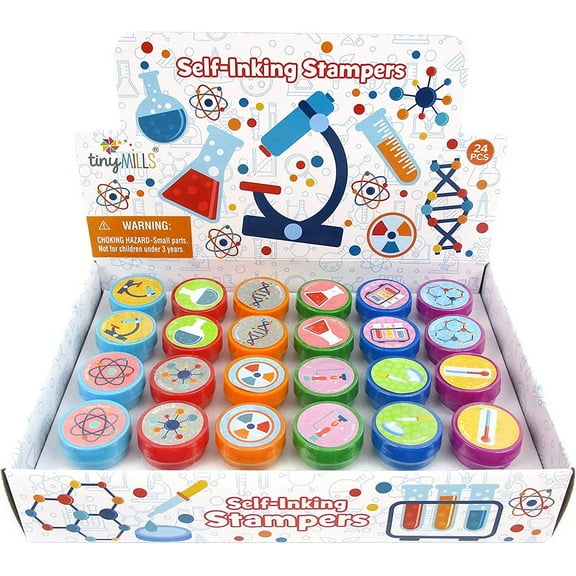Tiny Mills Science Stampers for Kids, Birthday Party, Party Favors, Giveaway, Rewards 24pc Set
