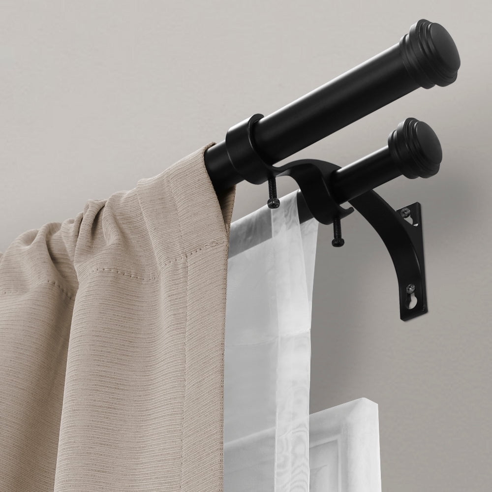 Lumi 1 in. & 3/4 in. Dia. Double Curtain Rod Bracket (4-Pack),Matte Black