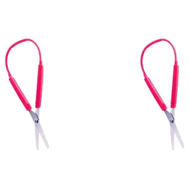 Injueey Tijera de seguridad Suministros de acero inoxidable Tijeras de papelería de diseño Tijeras de papel de apertura automática Niños Rojo 2piezas