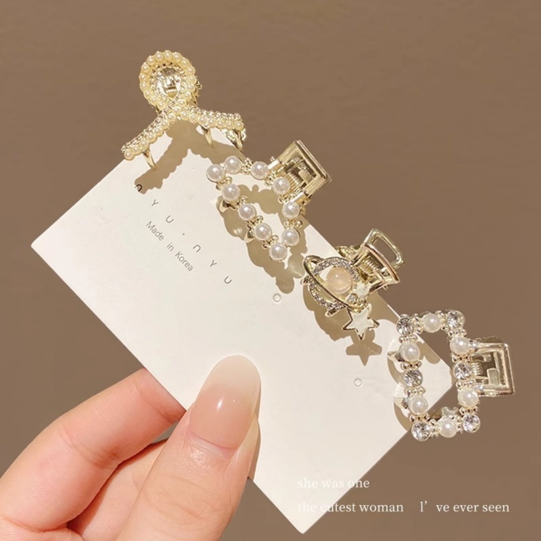 10 alloy rhinestone hair clips, fashionable small grab hair accessories