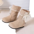 thumbnail image 6 of Girls Mid-Calf Boots Lace Bow Slouch Winter Casual Shoes for Toddler, 6 of 8