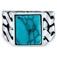 thumbnail image 2 of Bling Jewelry Mens Large Rectangle Gemstone Wide Chain Link Statement Signet Ring Sterling Silver, 2 of 5