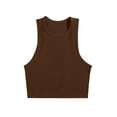 thumbnail image 3 of Sakmal Brown Tank Tops for Women Crew Neck Slim Ribbed Sexy Casual Cami Sleeveless Summer Tops, 3 of 3
