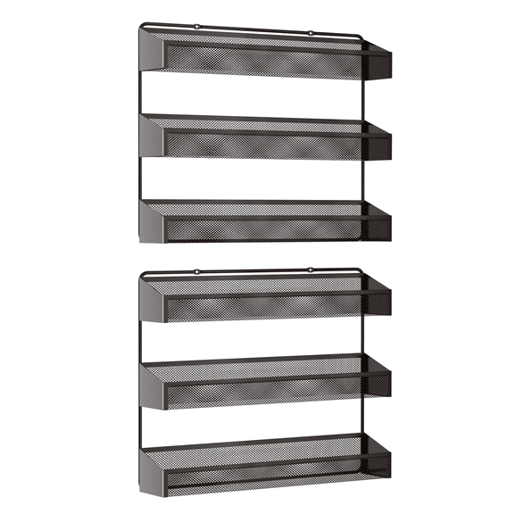2 Pack 3 Tier Metal Spice Rack Organizer Wall Mount Seasoning Jars Rack for Kitchen Pantry Door in Bronze