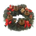 thumbnail image 2 of Corona de Adviento de Navidad de 12 pulgadas candelabro de centro de mesa decorativo con 4 velas Marrón Soledad Portavelas de corona, 2 of 8