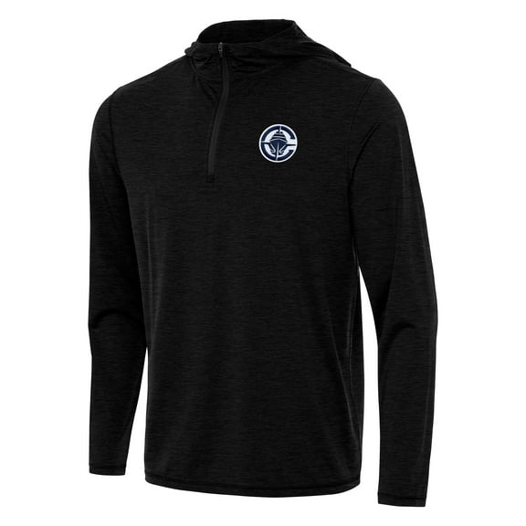 Men's Antigua Heather Black LA Clippers Tidy Quarter-Zip Hoodie