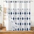 thumbnail image 3 of MIZHONA Shower Curtain with Snap in Liner,Navy Blue Geometric No Hook Waterproof Bath Curtain,71"× 83", 3 of 6