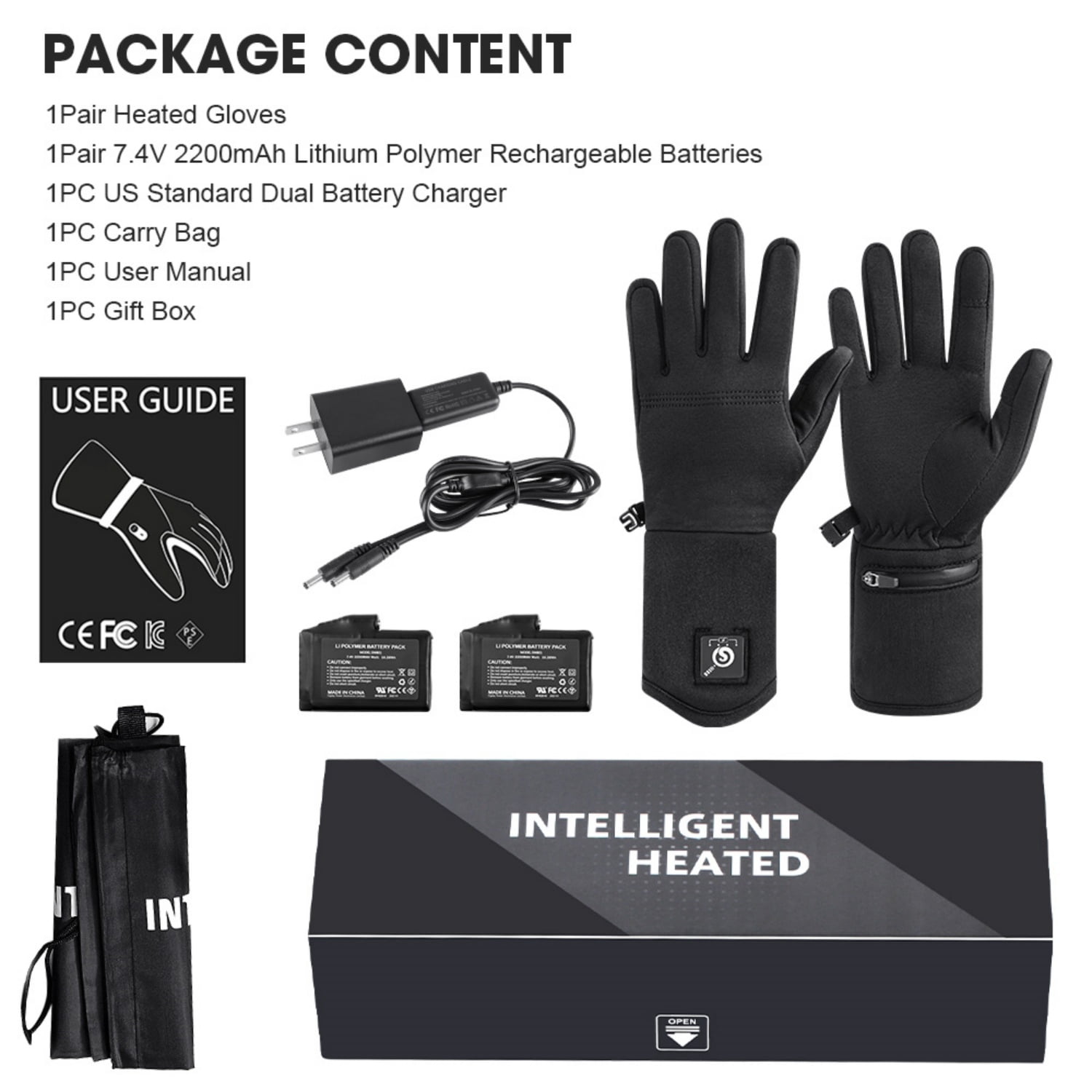 SNOW DEER Heated Glove Liners for Men Women, Rechargeable Battery Electric Heated Gloves, Winter Warm Glove Liners, Thin Gloves Riding Ski Snowboarding Hiking Cycling Hand Warmers