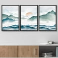 thumbnail image 3 of wall26 Framed Canvas Print Wall Art Set Watercolor Green &amp; Blue Mountain Range with Birds Nature Wilderness Illustrations Modern Art Colorful Cool for Living Room, Bedroom, Office - 24"x36&q, 3 of 5