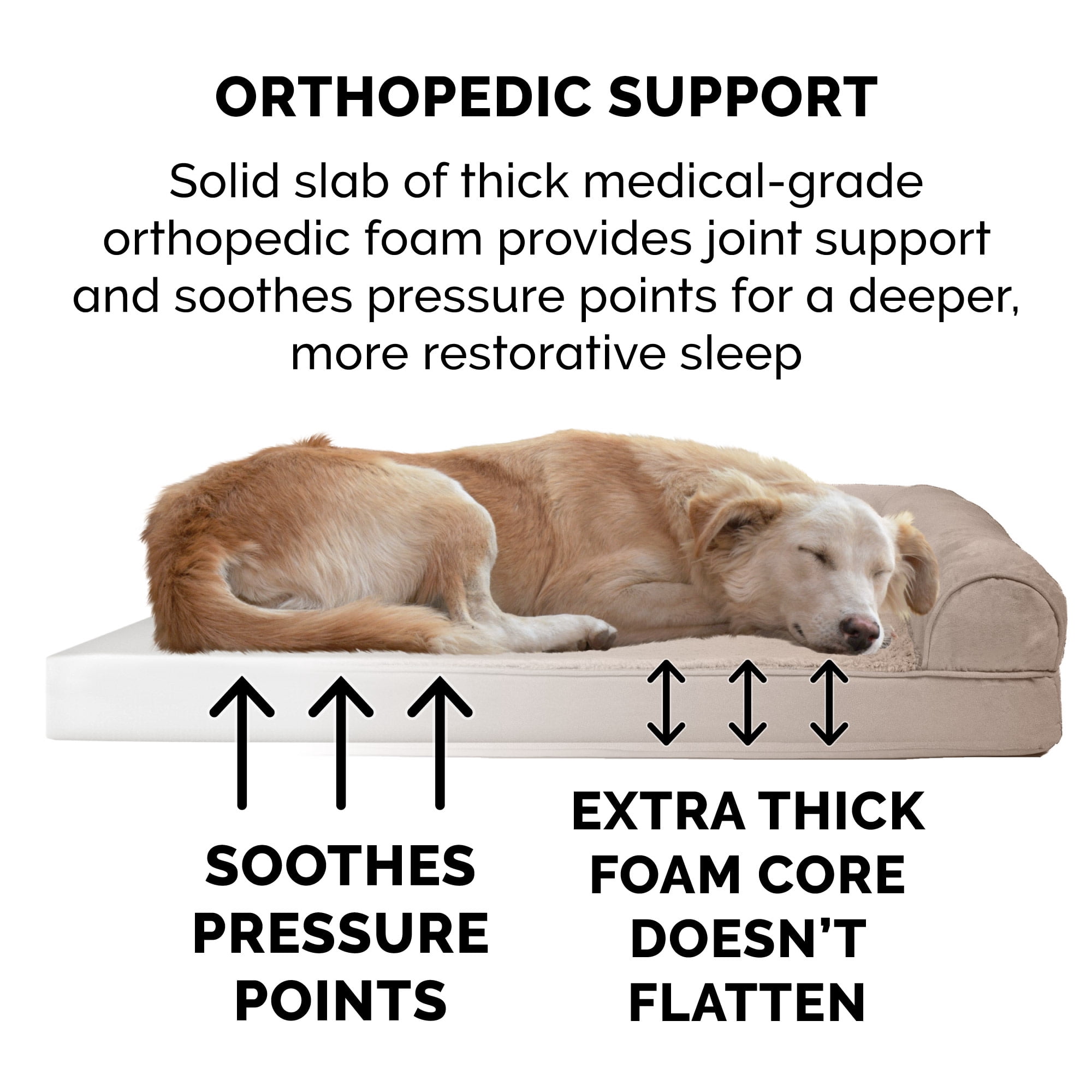 FurHaven Plush & Suede Full Support Mattress Sofa Pet Bed, Almondine, JumboPlus, 1 Count