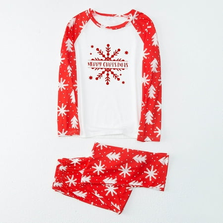 

ZMHEGW Christmas Pajamas Women S Family Matching Snow Print Long Sleeve Family Matching Casusal Sleepwear Set