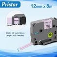 thumbnail image 2 of Cinta para rotular Pristar compatible con Brother, 12 mm, color morado, 2 of 7