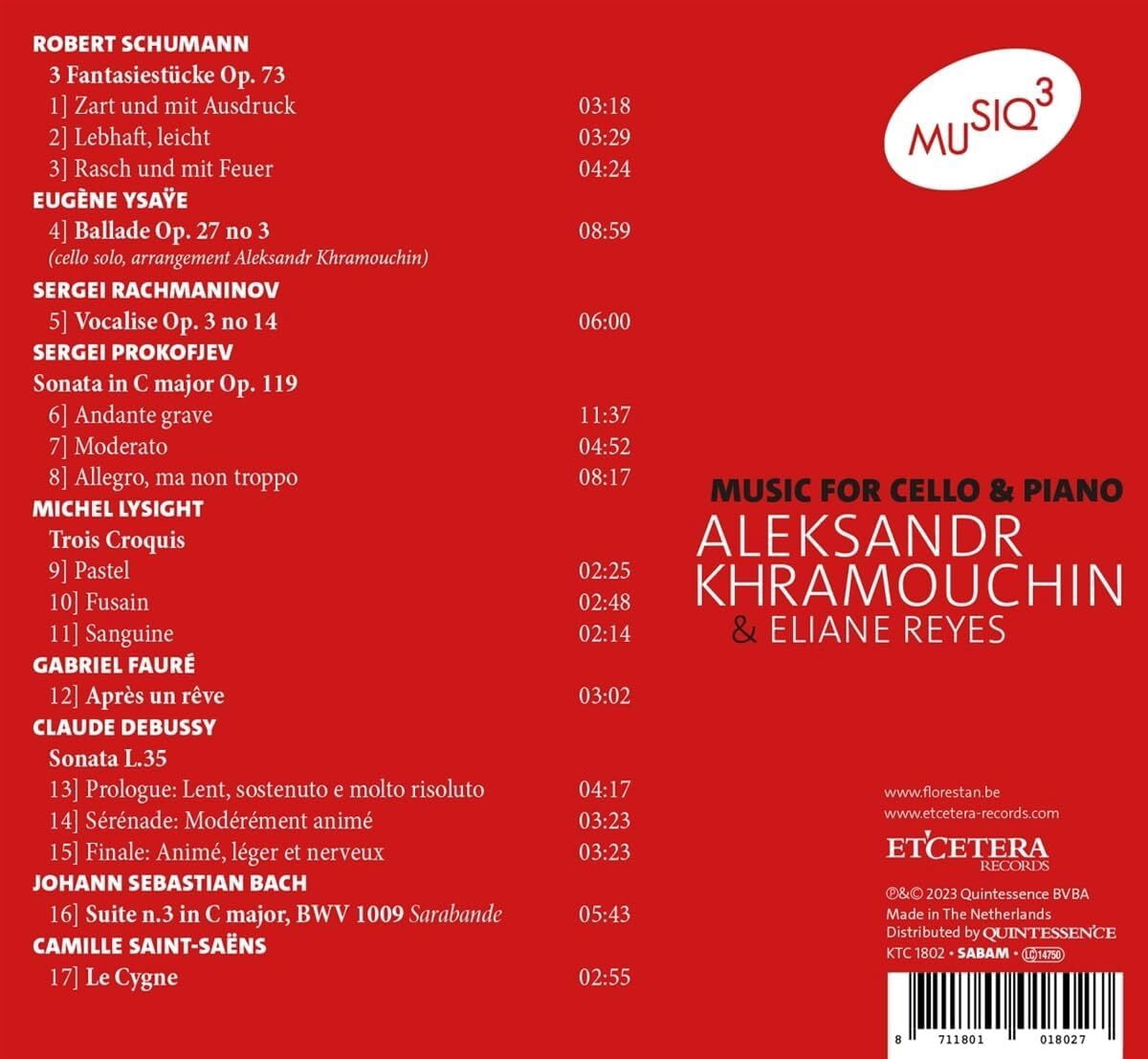 Aleksandr Khramouchin  Eliane - Music for Cello and Piano - Live Recordings [CD]