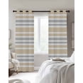 thumbnail image 3 of Khaki Stripes Blackout Curtains, Light Blocking Print Window Curtains, Modern Minimalist Horizontal Ombre Lines Thermal Insulated Window Drapes for Living Room Kitchen Cafe 2 Panels, 55"W x 39"L, 3 of 9