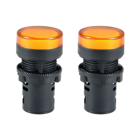 

2Pcs /DC 110V Indicator Lights Yellow Flush Panel Mount 7/8 22mm