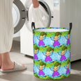 thumbnail image 2 of DouZhe Waterproof Collapsible Large Laundry Baskets, Whimsical Doodle Smile Girl Prints Circular Hamper with Handles, 2 of 6