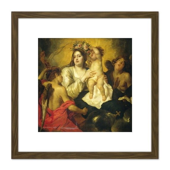 Bosschaert Apotheosis The Virgin 8X8 Inch Square Wooden Framed Wall Art Print Picture with Mount