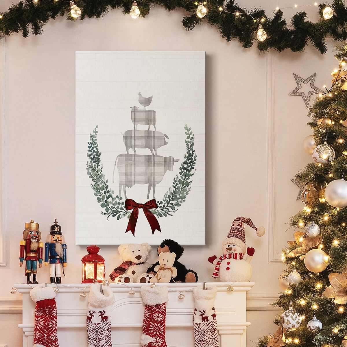 Yuletide Animals I- Gallery Wrapped Canvas