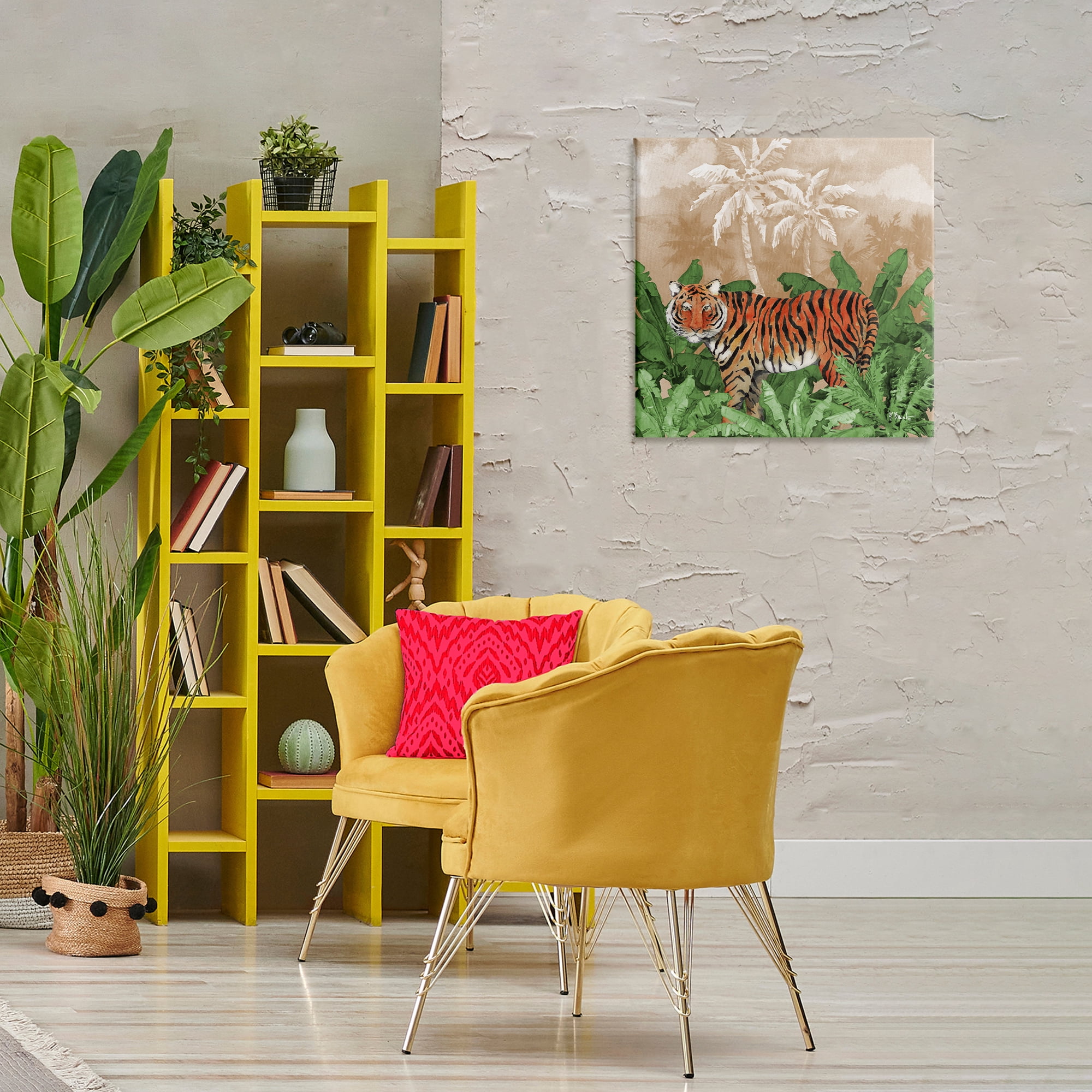 Stupell Industries Jungle Life Tiger Animals & Insects Painting Gallery Wrapped Canvas Art Print Wall Art, 24 x 24