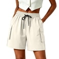thumbnail image 3 of Women's Lightweight Nylon Spandex Work Shorts, Elastic Waist Tummy Control with Zippered Pockets, Quick Dry Breathable Stretch, Outdoor Leisure Hiking Running Travel, Athletic, 3 of 7