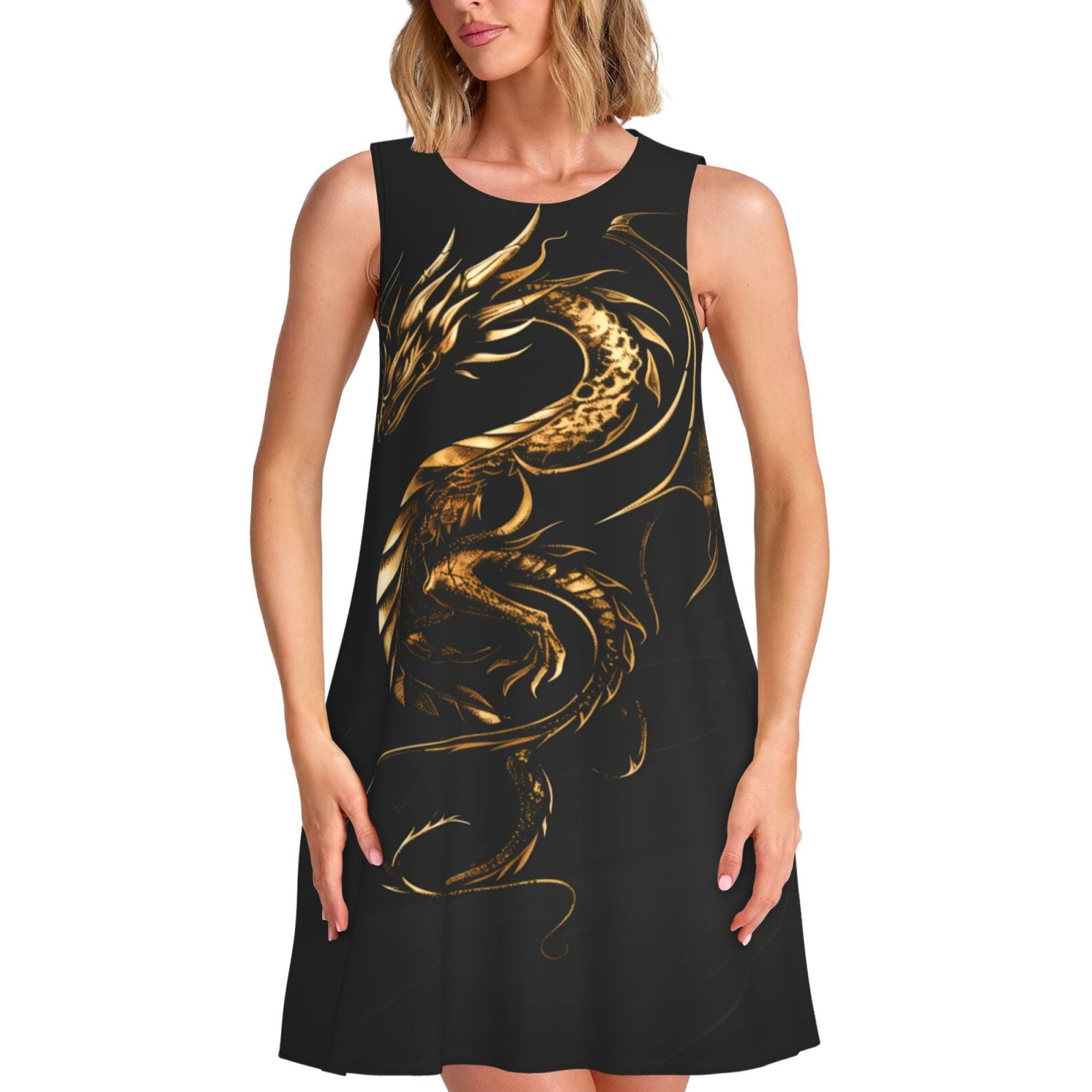 golden dragon dress Black Silk Cheongsam – Dragon & Phoenix Embroidery main image 0