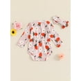 thumbnail image 4 of Suealasg Newborn Infant Girl Autumn Outfits Long Sleeve Crew Neck Flower Print Romper Bodysuit+Headband 3 6 9 12 18 Months Baby Girl Clothes, 4 of 7