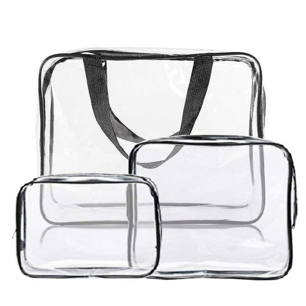 Bolsas de aseo cosméticas HUOGUO, bolsa de maquillaje transparente, paquete de 3