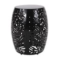 thumbnail image 2 of Benjara Miami Outdoor End Table Stool, Palm Leaf Pattern, Black Iron, 17 Inch, 2 of 5