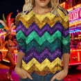 thumbnail image 7 of Xdegoge Womens Mardi Gras Tops Plus Size Crewnceck 3/4 Sleeve Top Luminous Casual Pullover Dazzling Neon Carnival Outfit, 7 of 7