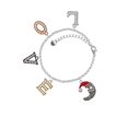 thumbnail image 2 of Delight Jewelry Silvertone Large Crescent Moon Santa Face Multi-Colored Crystal Love Charm Bracelet, 2 of 5