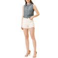 thumbnail image 2 of INSPIRE CHIC Chemise Sans Manches à Col Pointu à Simple Boutonnage pour Femme m Gris Foncé, 2 of 6
