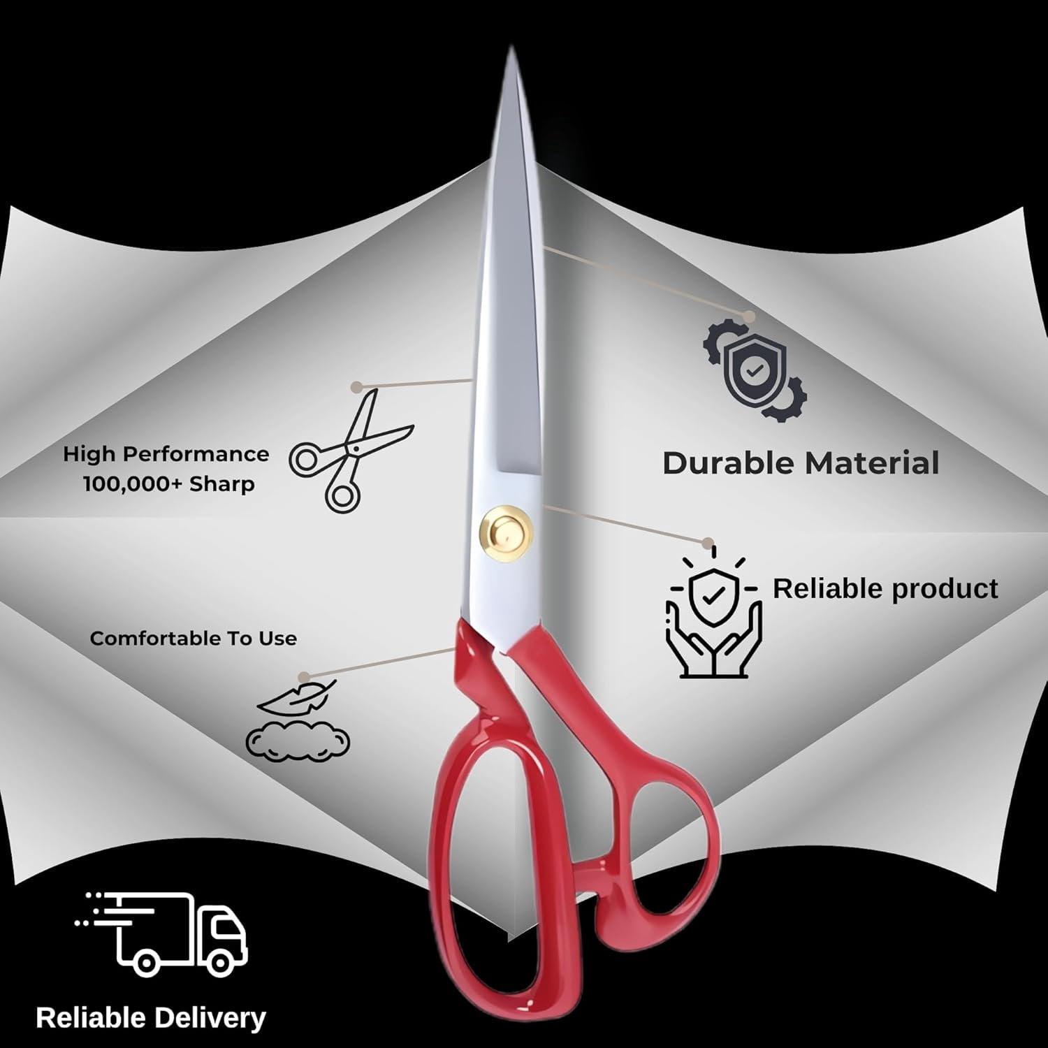 Professional Fabric  10'' - Heavy Duty Sewing Shears with High Carbon Steel  for  , Tailoring,Crafts, Industrial Strength Use,  Precision Dressmaking Tools
