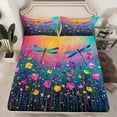 thumbnail image 2 of Feelyou Rustic Groovy Flower Full Size Sheets, Dreamy Dragonfly Animal Bed Sheets, Splatter Watercolor Sheet Sets, Microfiber Bedroom Decor, 4pcs, 2 of 7