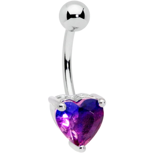 Body Candy Body Candy Womens 14G 316L Stainless Steel Navel Ring Piercing Blue Purple Accent