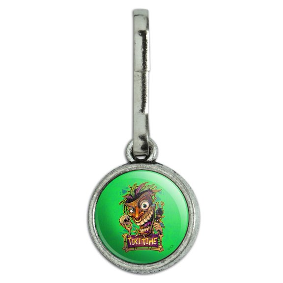 Tiki Time Witch Doctor Tropical Island Antiqued Charm Clothes Purse Suitcase Backpack Zipper Pull Aid