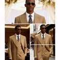 thumbnail image 6 of Men's Regular Fit 3 Piece Double Breasted Suit: Groom & Business Essential (Jacket+Vest+Pants), 6 of 7