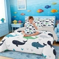thumbnail image 3 of Manfei Colorful Whale Twin Bedding Sets for Kids Boys and Girls, Sea Animal Bedding Comforter Set, Gray Reversible 7-Piece, 3 of 6