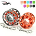 thumbnail image 2 of POINTERTECK Keep Diving Aluminium Spool Reel Polyester Rope Hanging Rotatable Reels Freediving Underwater Accessories with Double End Hook Gold 30m, 2 of 8