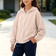 thumbnail image 4 of Jalioing Girls Sun Jacket Lightweight Zip Up Hooded Jacket Spring Fall Windproof Outdoor Jacket with Pocket 3-16 Years, 4 of 9