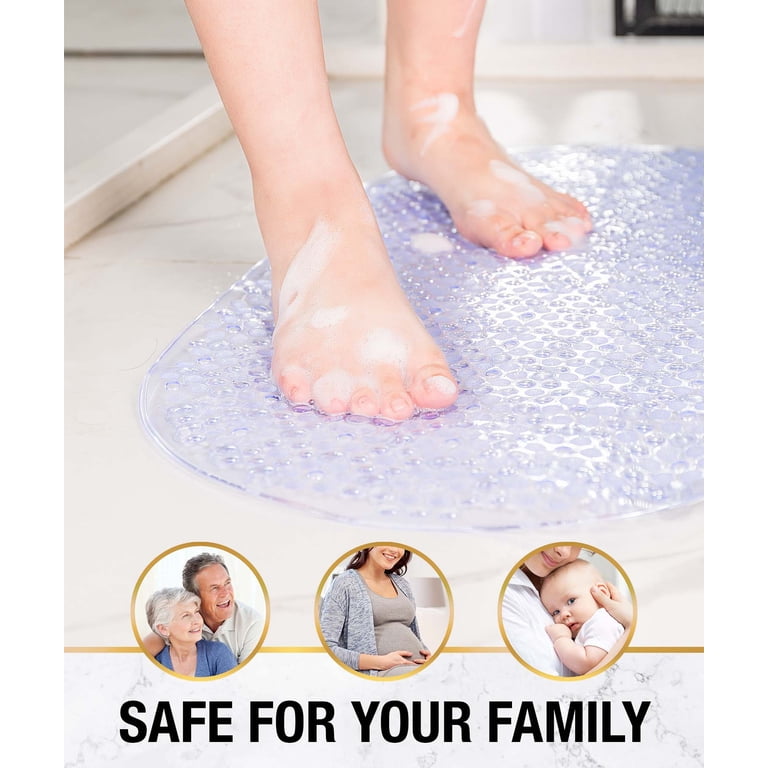 HITSLAM 35x16 Oval Non-Slip Bath Mat with Suction Cups, Clear photo 6