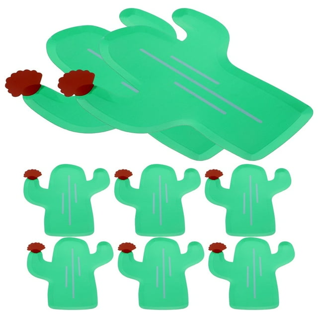 CHOK Assiettes en Papier en Forme de Cactus pour Décoration Fournitures de Fête Jetables Vertes 7 Pouces