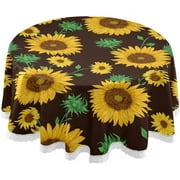 SKYSONIC Sunflower Round Tablecloth 60 inch Waterproof Tablecloth Stain Resistant and Wrinkle Decorative Patio Table Cloths for Kitchen Dinning Room Party Home Garden Picnic