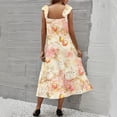 thumbnail image 4 of LWavelet Women's Square Neck Ruffle Strap Bunny & Easter Egg Print Tiered Midi Dress for Easter & Casual Wear Beige M, 4 of 5