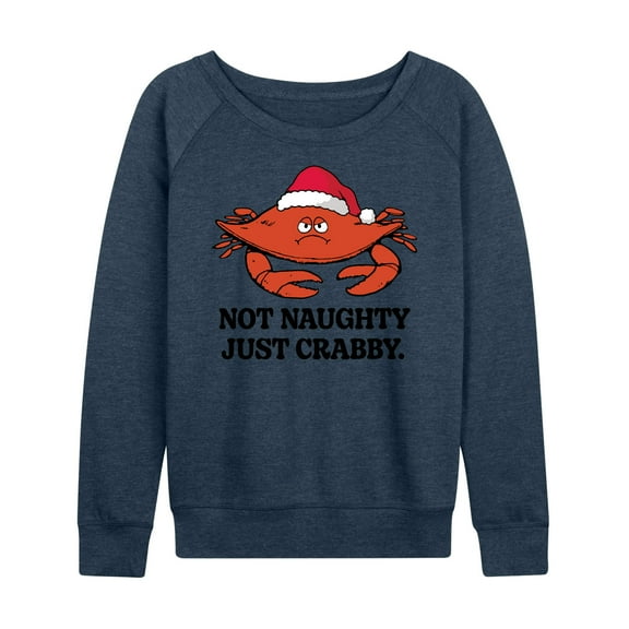 Instant Message - Not Naughty Just Crabby Christmas - Women's Lightweight French Terry Long Sleeve Shirt