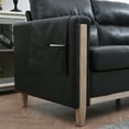 thumbnail image 6 of 3 Seater Sofa Couch with Side Pocket and Thick Seat Cushions, PU Leather Upholstered Recliner Sofa with Pine Wood Frame and Rubber Wood Legs, Comfy Accent Sofa Chair for Living Room, Bedroom, Black, 6 of 7