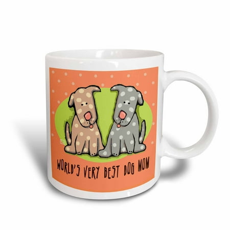 3dRose World s Best Dog Mom Cute Cartoon Puppies Pets Animals, Ceramic Mug, (Best Mom Of The World)