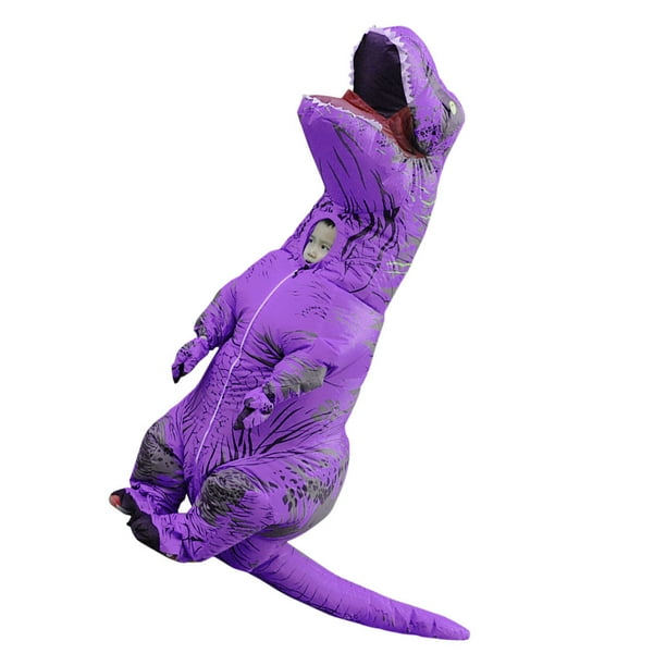 M Buder Disfraz Inflable de Dinosaurio T-Rex Traje de Soplado para Fiesta Cosplay Bodas Pascua Navidad Color Morado Estilo Infantil 120-140 cm 47-55 pulgadas