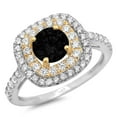 thumbnail image 2 of 1.615 ct Round Cut Natural Onyx Halo Engagement Ring for Women in 18K White/Yellow Gold, 2 of 2
