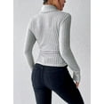 thumbnail image 5 of Women'S Mock Turtle-Neck Long Sleeve Shirts Fall Ribbed Tops Fleece Basic Layering Soft Thermal Undershirts Tee Gray 5XL, 5 of 6
